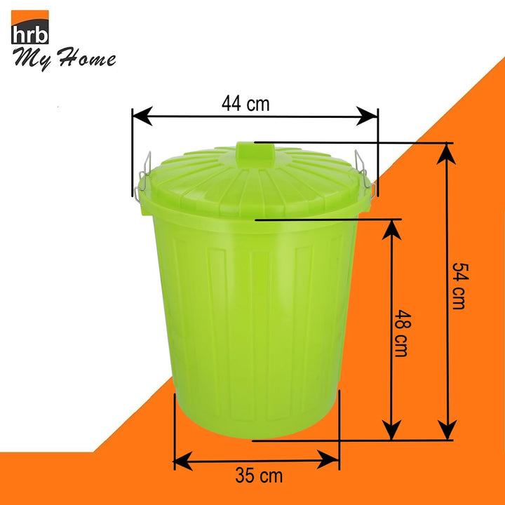 HRB Maxitonne 50 Liter grün, Tonne aus stabilem Hartplastik, abnehmbarer Deckel mit Verschlüssen, ge