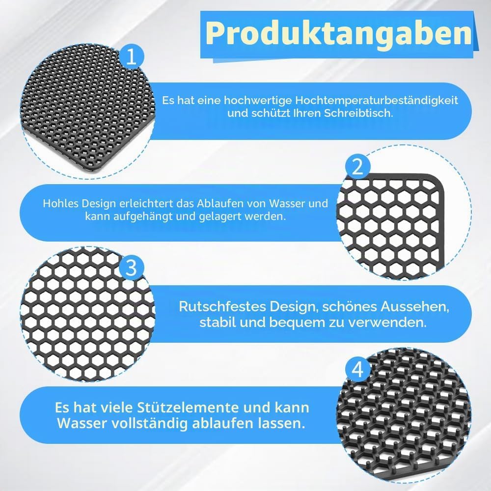 NAROSEBE Spülbeckeneinlage Silikon Spülbeckenmatte 30.5*30.5cm Spülmatte Abtropfmatte Spülbeckenschu