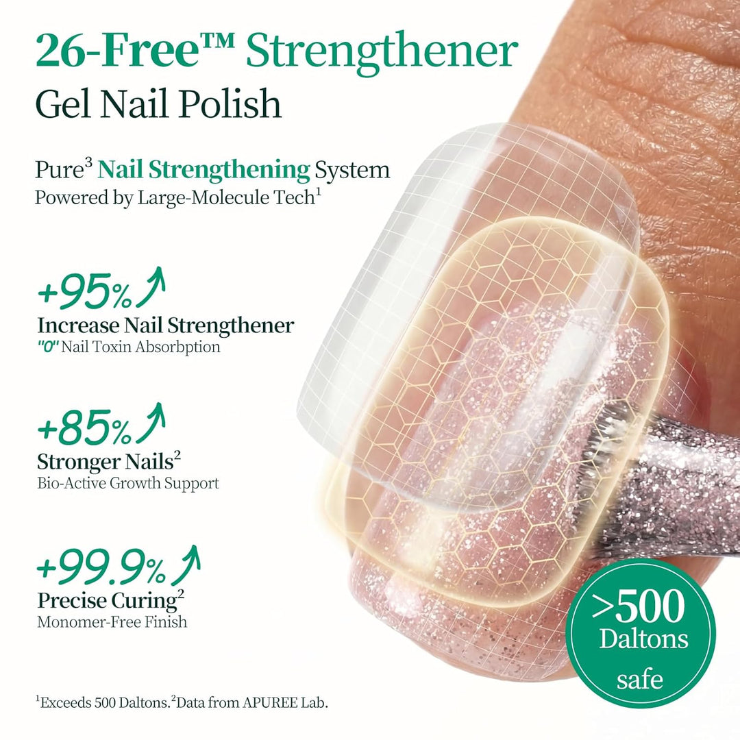 APUREE Nagelhärter Extra Stark Gel Nagellack Set: 64% Bio-Based USDA Zertifiziert, Nagelhärter für b