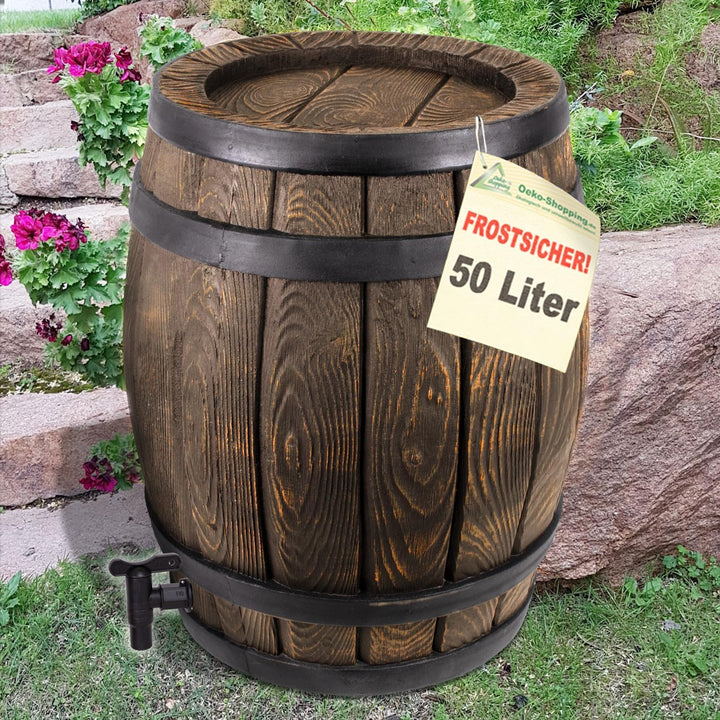 Regentonne Eichenfass, Regenfass 50l, Fass, Holz-Design AUCH ERHÄLTLICH IN 240L (B003EQT5OO), 120L (