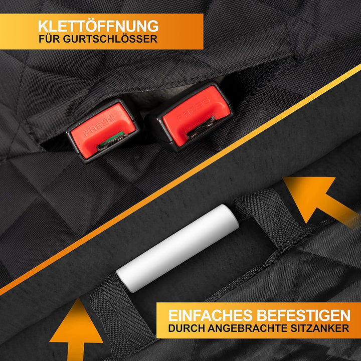WhizProducts® Basic Hundedecke für Auto Rückbank mit Seitenschutz und Sitzankern – wasserdichte Auto