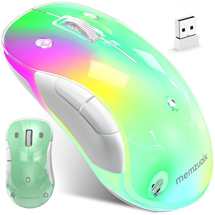memzuoix LED Kabellose Maus – Wiederaufladbare 2.4G Optische Maus mit Magnetischer Abdeckung, Sanfte