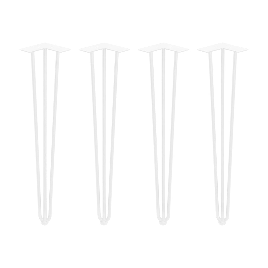 Emuca - Set aus 4 Set aus vier Hairpin 3-Stangentischbeinen, Höhe 710 mm, weiss lackiert, stahl 12x7