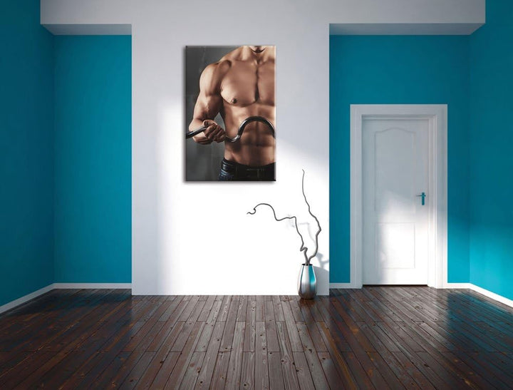 Pixxprint Bodybuilding, Format: 100x70 auf Leinwand, XXL riesige Bilder fertig gerahmt mit Keilrahme