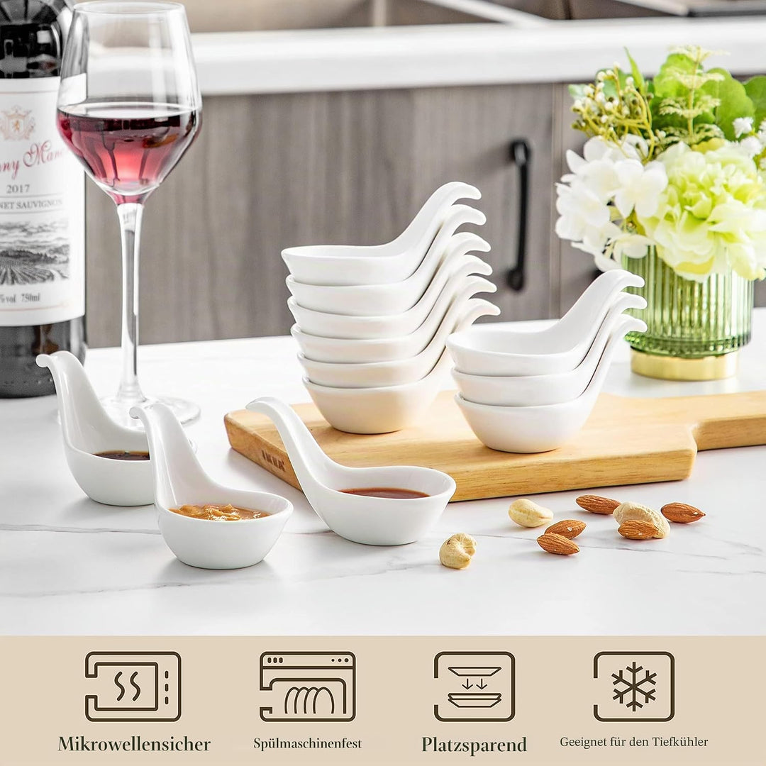 MALACASA, Serie Ramekin.Dish, 6-tlg. Set MINI Porzellan Dessert Schälchen für Nuss, Snack, Vorspeise