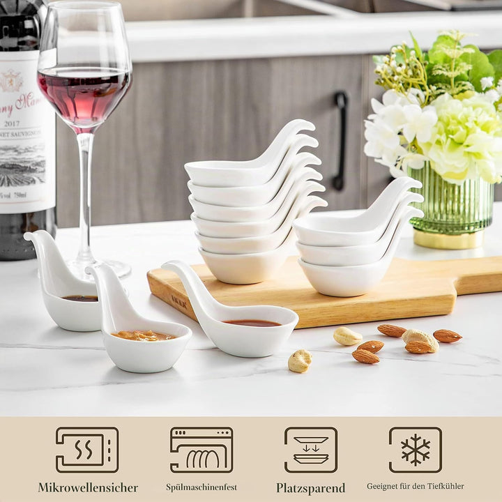 MALACASA, Serie Ramekin.Dish, 6-tlg. Set MINI Porzellan Dessert Schälchen für Nuss, Snack, Vorspeise