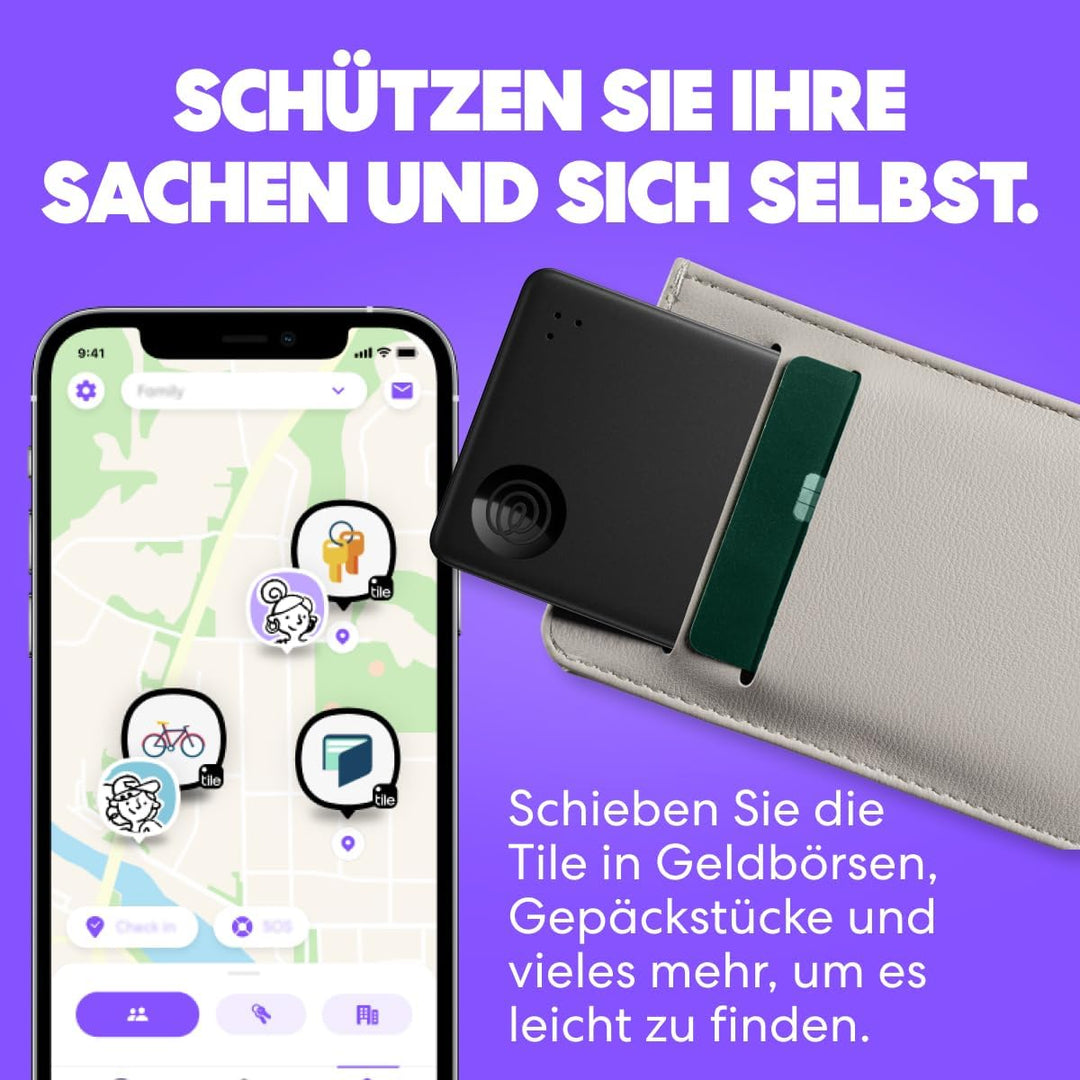 Tile by Life360 Slim - Geldbörsenfinder, Bluetooth-Tracker und Gegenstandsfinder für Gepäckanhänger,