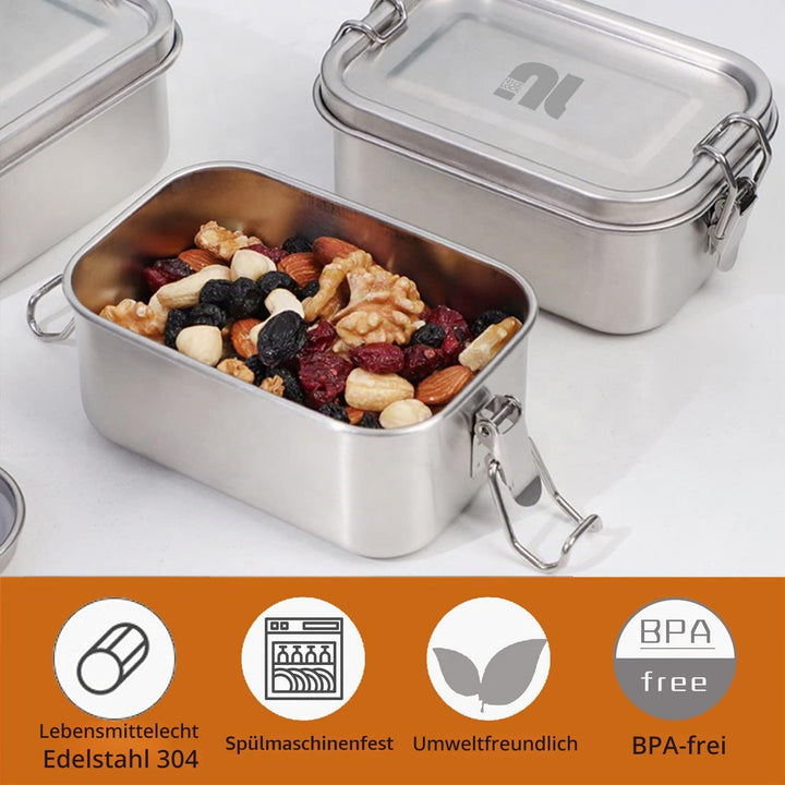 nicelock Kleines Frischhaltedosen Vorratsdosen mit Deckel, Set 2 x 400 ml, edelstahl brotdose behält