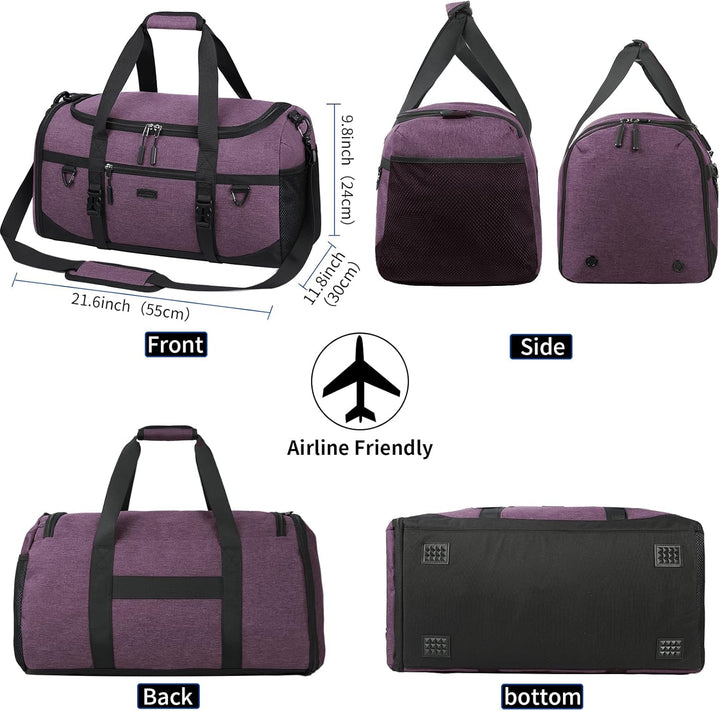 Lubardy Sporttasche Reisetasche Gross 55L Wasserdicht mit Sporthandtuch Schuhfach Nassfach Weekender