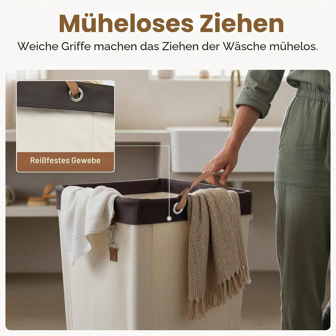 StorageWorks 160L Wäschewagen mit Rollen, grosser Wäschekorb mit Rollen für Wäsche, Wäschewagen mit