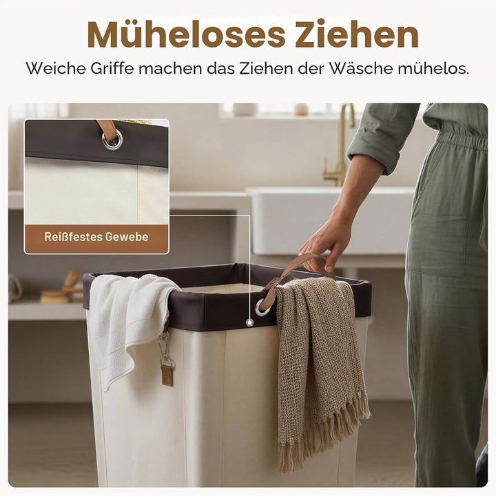 StorageWorks 160L Wäschewagen mit Rollen, grosser Wäschekorb mit Rollen für Wäsche, Wäschewagen mit