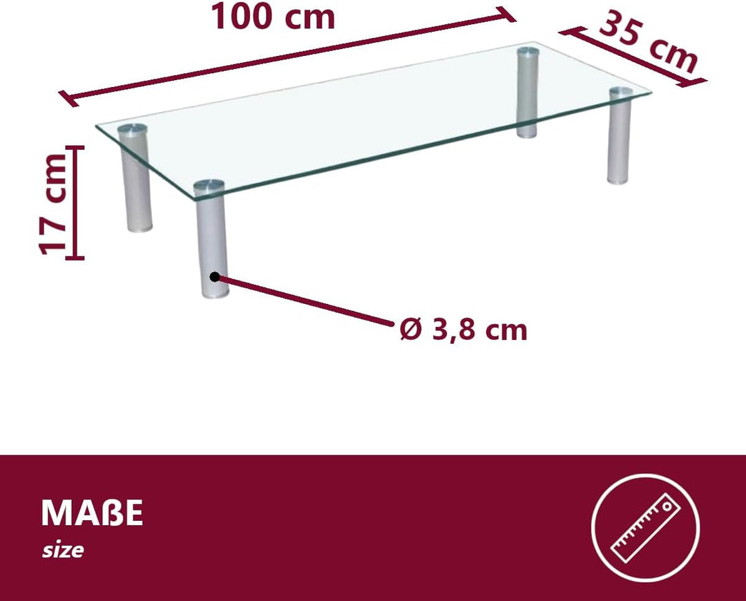 Euro Tische TV-Board TV-Rack Glas in 3 verschiedenen Grössen & Farben - perfekt geeignet als Fernseh