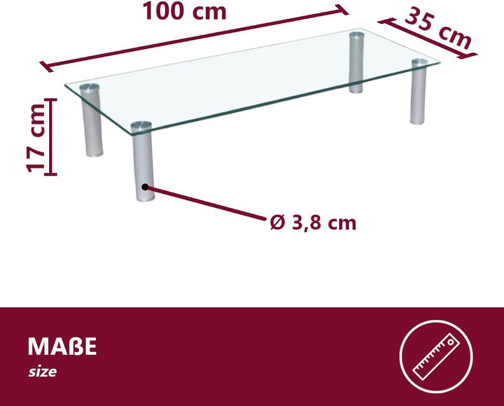 Euro Tische TV-Board TV-Rack Glas in 3 verschiedenen Grössen & Farben - perfekt geeignet als Fernseh