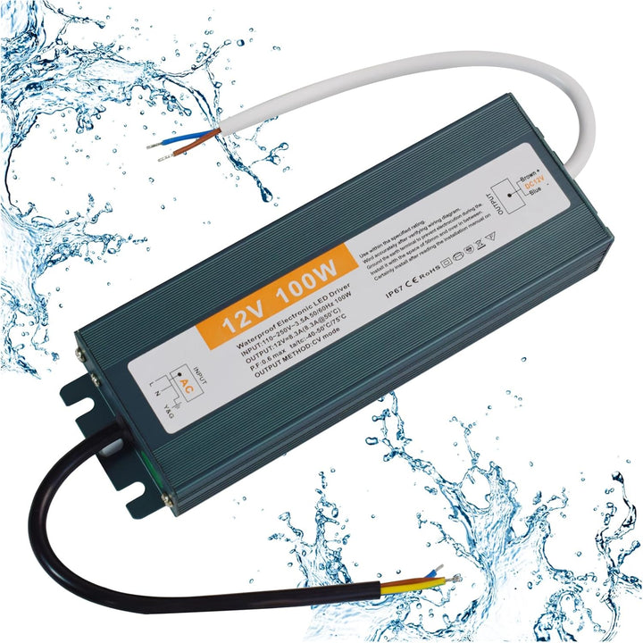 LED Trafo 12V 100W DC Netzteil Outdoor IP67 Wasserdicht Transformateur für LED Streifen, 12V 100W