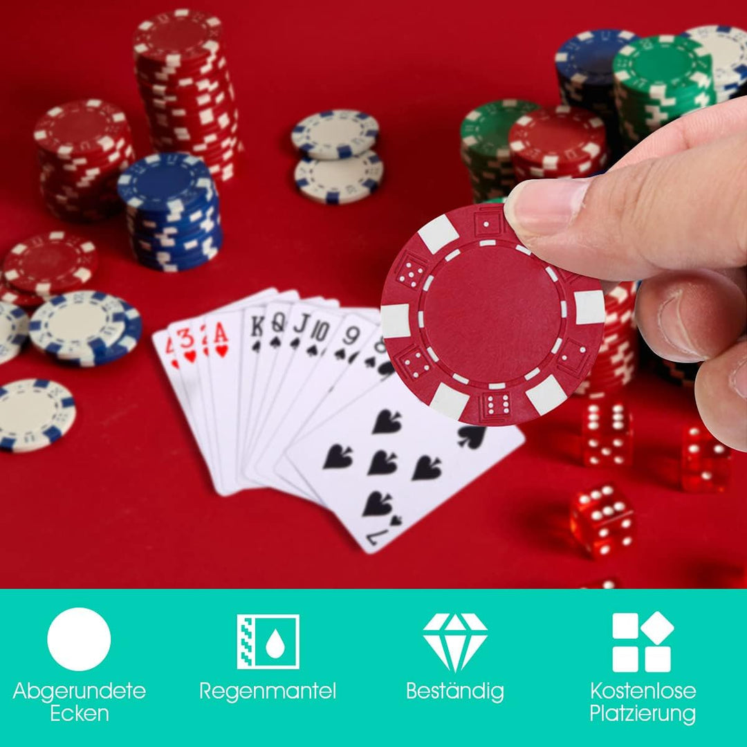 GOPLUS Pokerset mit 500 Chips, Pokerkoffer aus Alu, Poker Set mit 2 Kartendecks, 5 Würfel, Spielmatt