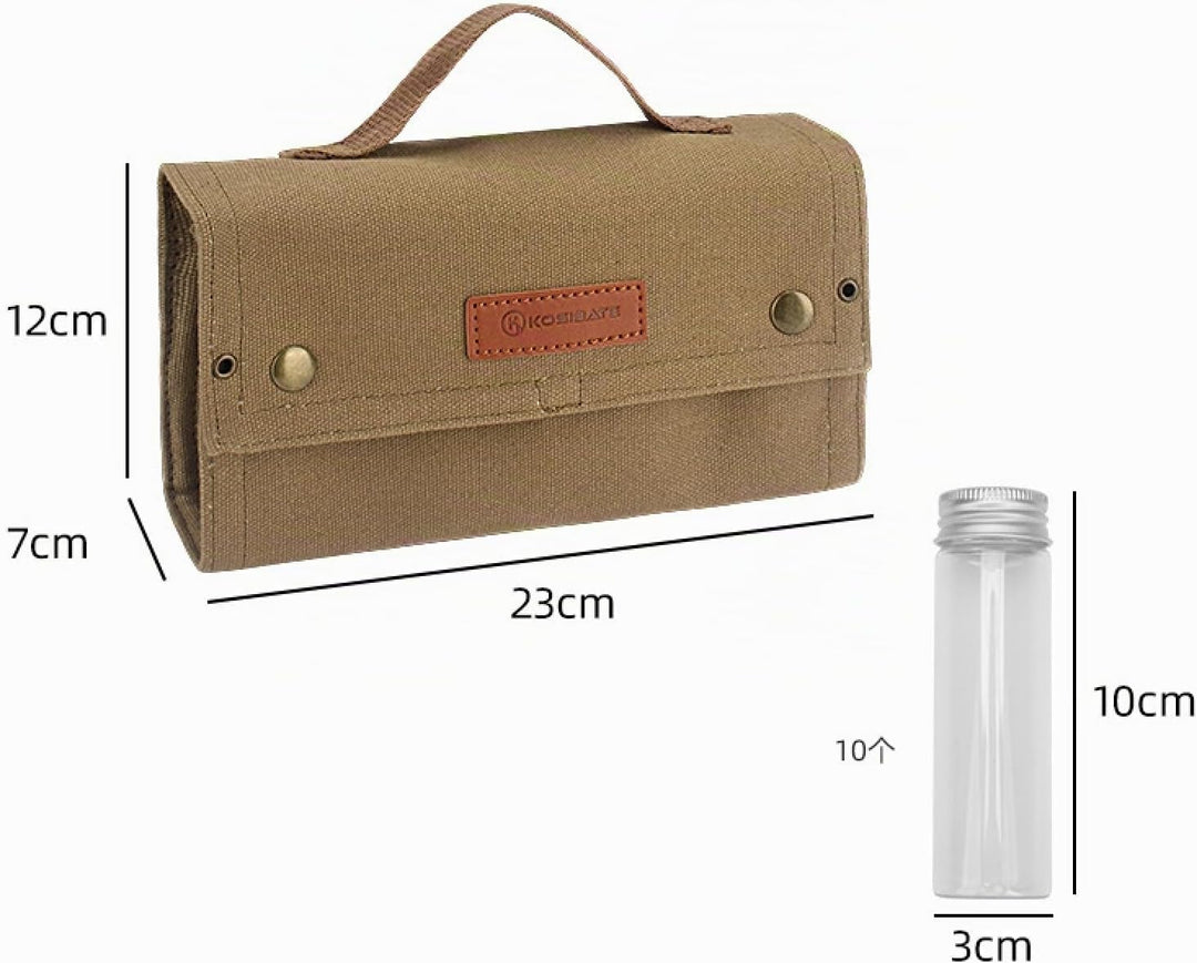 Gewürzgläser Set mit 10 Gewürzgläser, Gewürzdosen für Camping, Tragbare Gewürztasche, Gewürz-Aufbewa