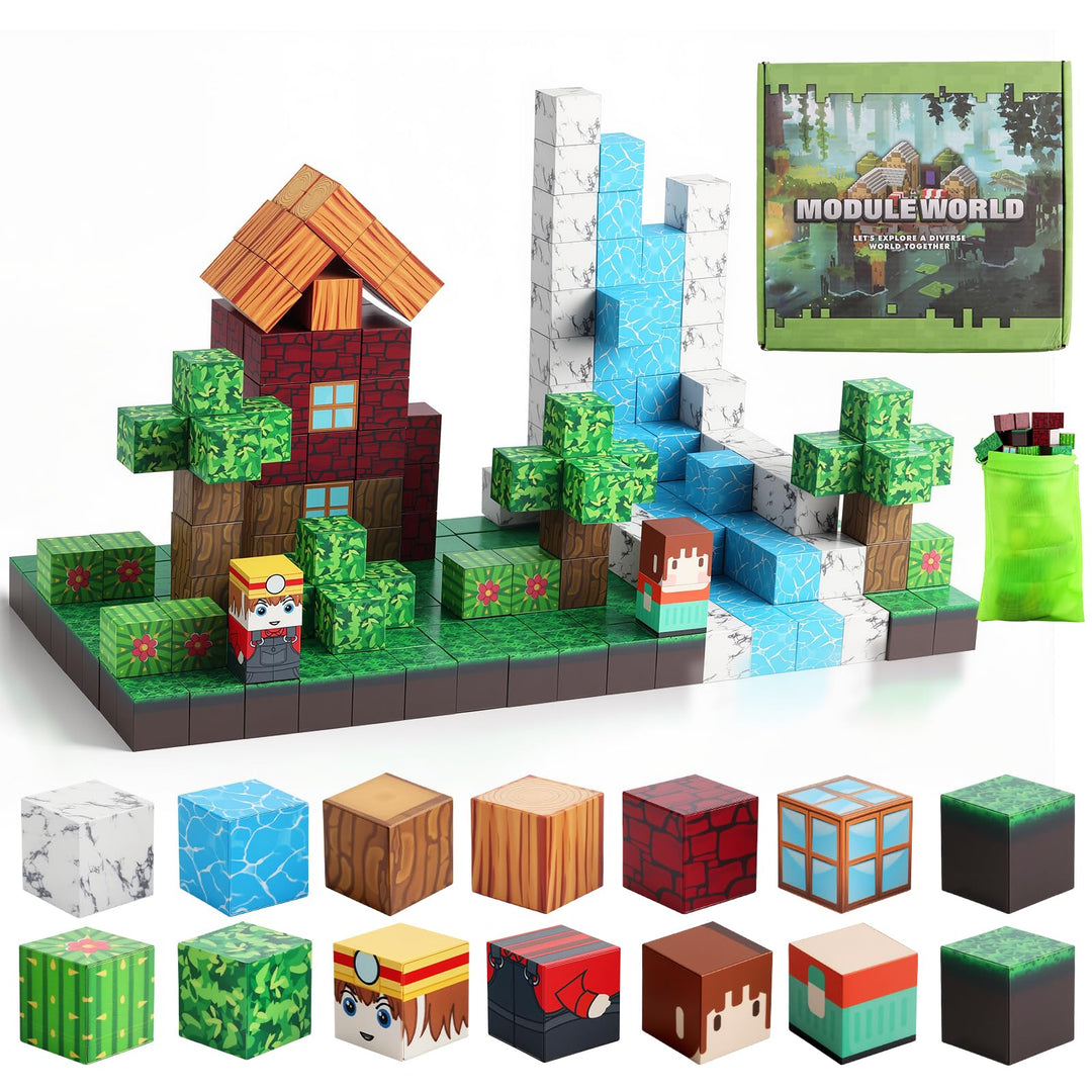 FUNYKICH Magnetische Bausteine, 300PCS Magnetbausteine Bauwelt Magnetspielzeug für ab 3-10 Jahren Ju