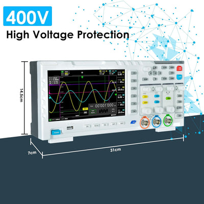 1014D Digitales Oszilloskop 2 Kanäle, 7" Oscilloscope 100Mhz Bandbreite mit DDS Signalgenerator, 1GS