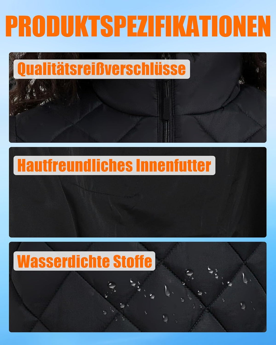CYCYHEAT Beheizbare Weste Damen mit 7,4V Akku und 4-in-1 Steuerung – Leichte Wattierte Heizweste mit