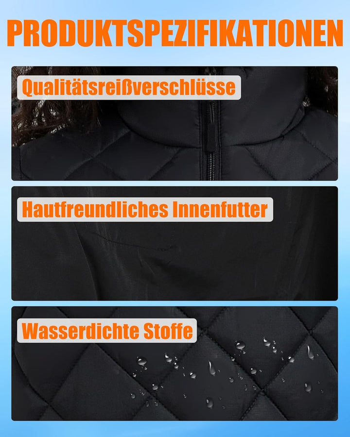 CYCYHEAT Beheizbare Weste Damen mit 7,4V Akku und 4-in-1 Steuerung – Leichte Wattierte Heizweste mit
