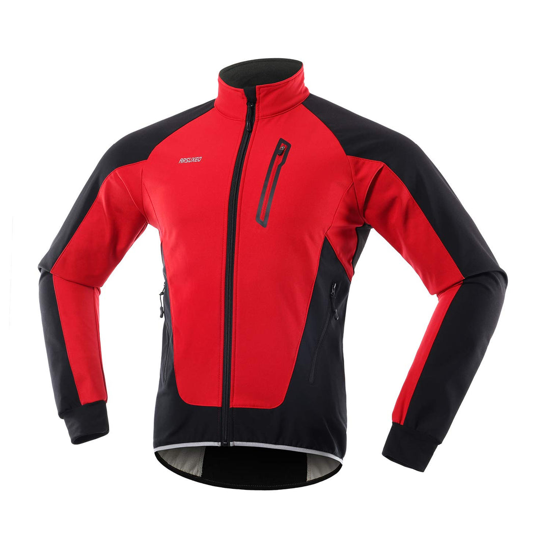 ARSUXEO Herren Winter Fahrradjacke Thermo-Vlies Softshell MTB Fahrrad Outwear Winddicht Wasserdicht