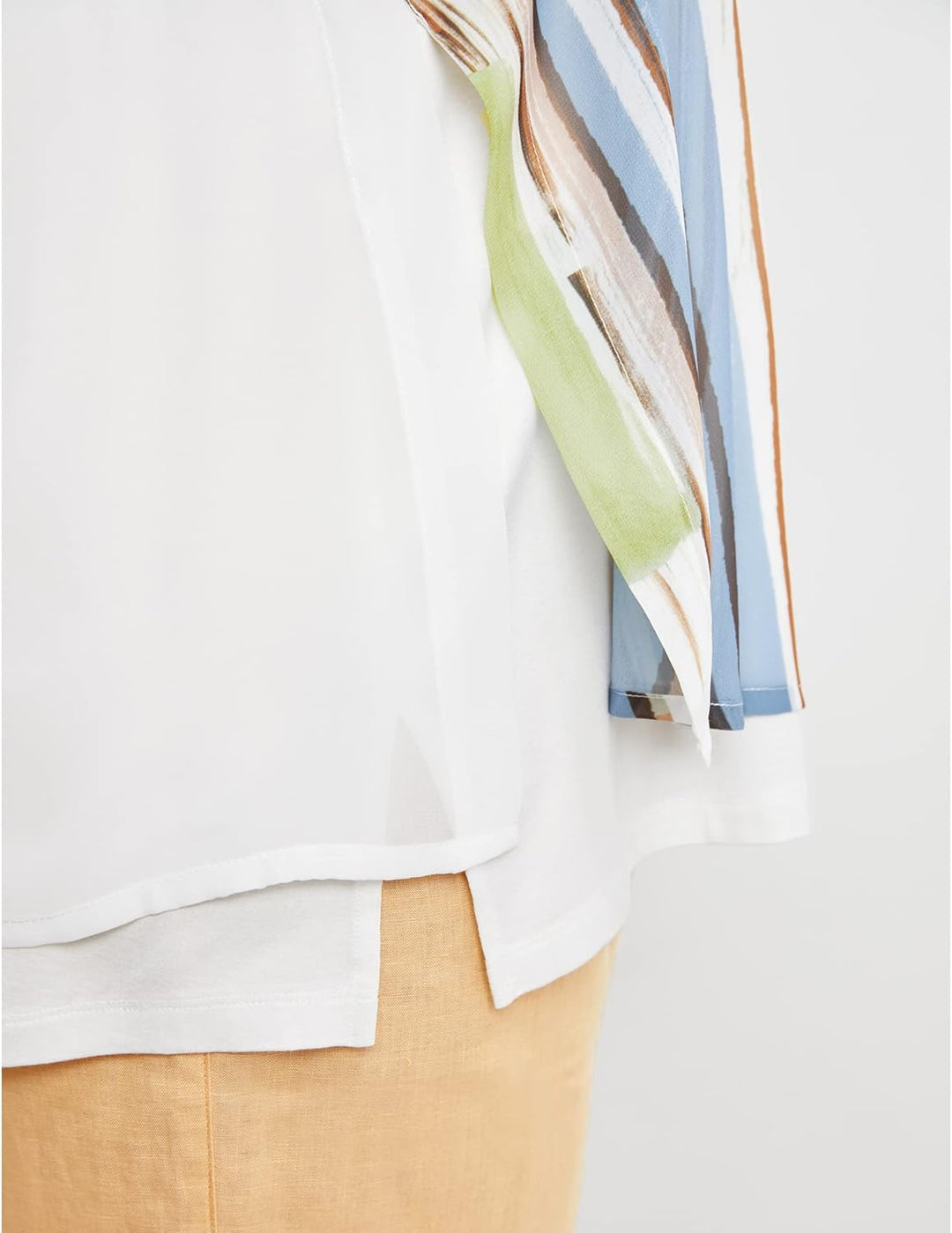 Samoon Damen T-Shirt 46 Offwhite Gemustert, 46 Offwhite Gemustert