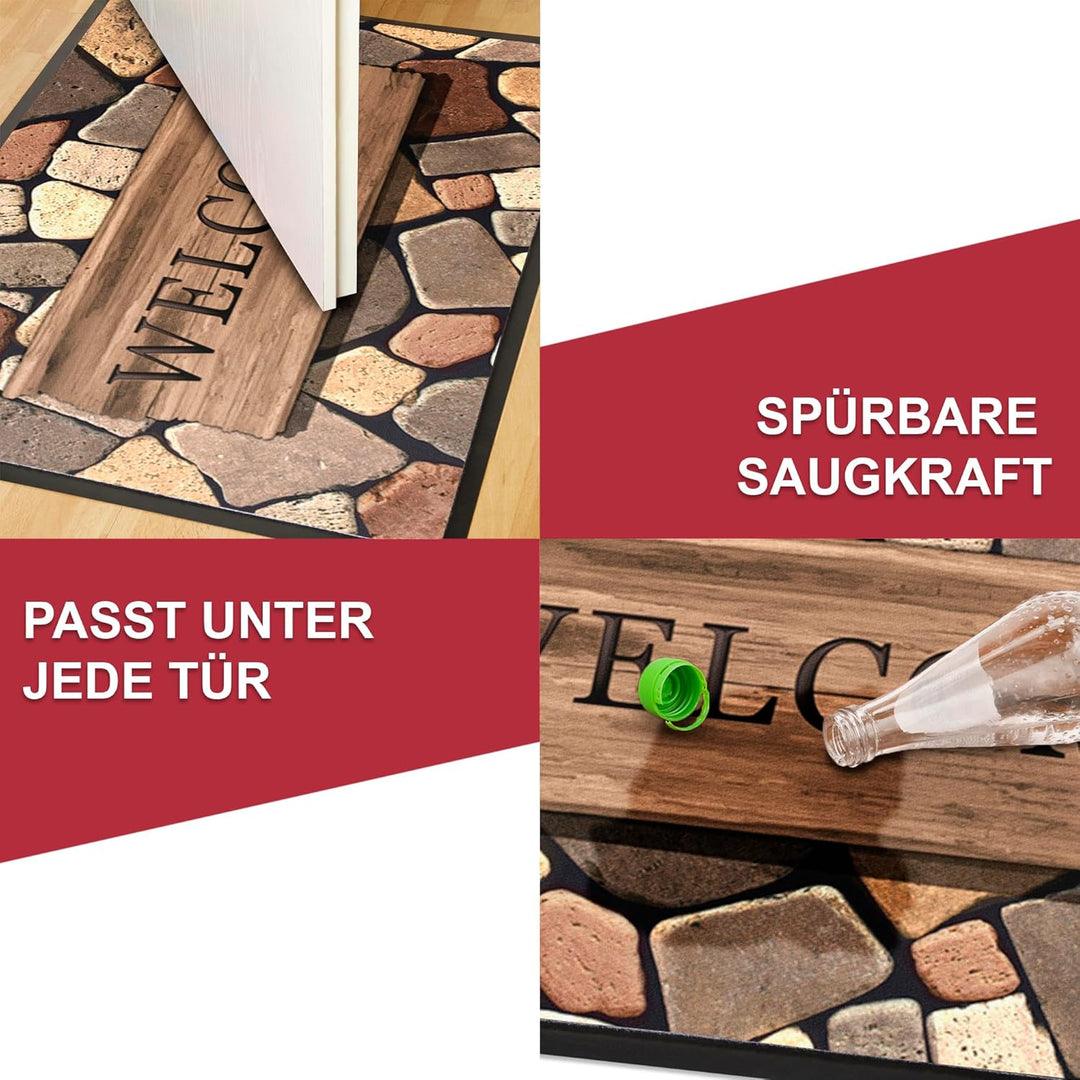 Hochwertige Fussmatte 60x80 cm (Large) – Schmutzfangmatte für Innen & Aussen, rutschfest mit hoher S