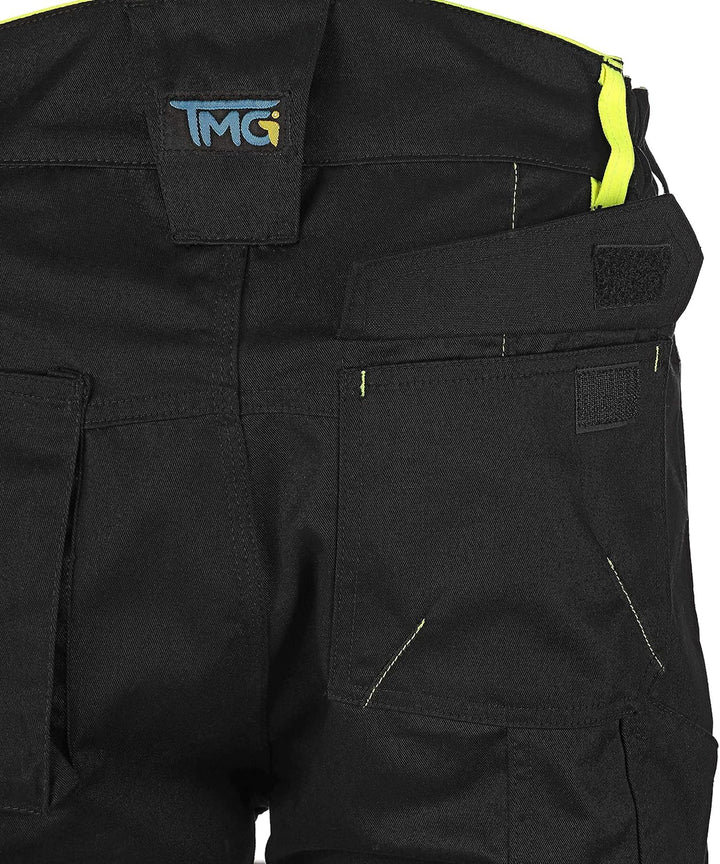 TMG Profile Arbeitsshorts Herren kurz mit Stretchbund & Reflektorstreifen - Werkzeugtasche, aus Baum