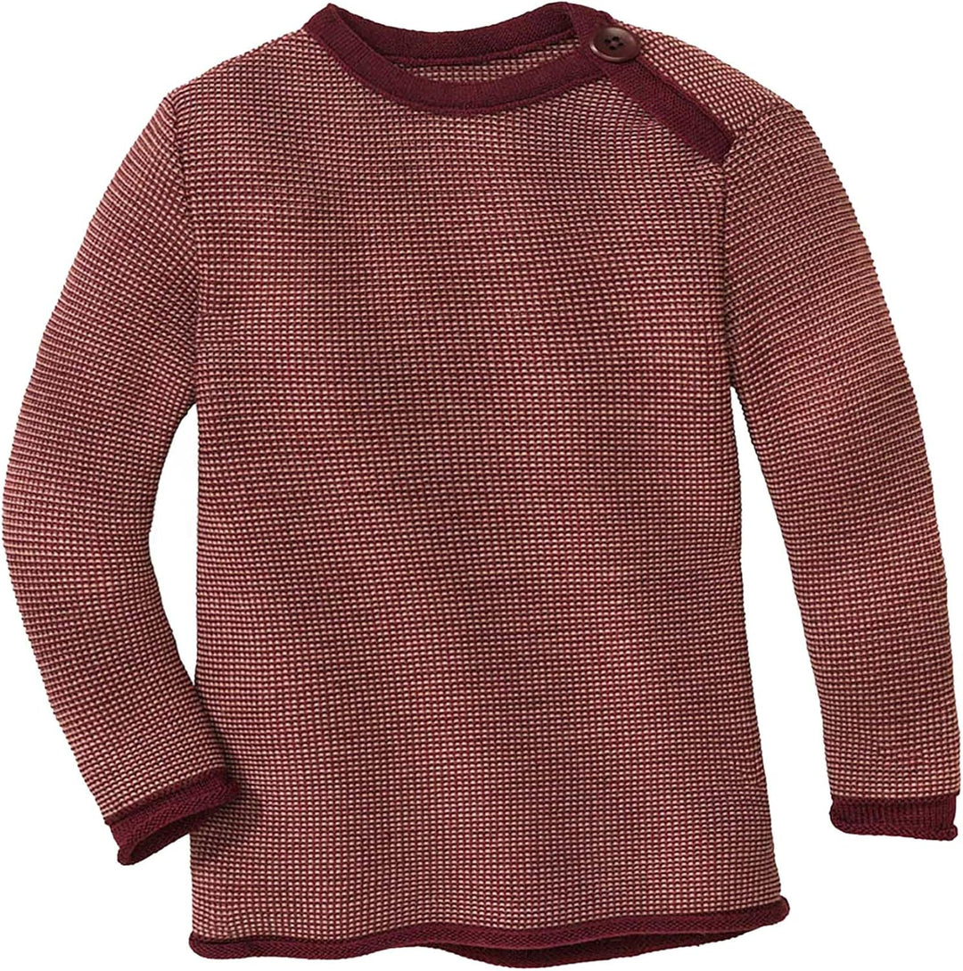 Disana Melange-Pullover, 100% Bio-Merinowolle GOTS, IVN Best | mit Knopfverschluss am Kragen | Baby