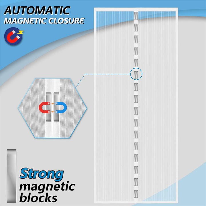 Fliegengitter Balkontür 140x220, Hohe Qualität Fliegengitter Tür Weiss Magnet, Erhältlich in Allen G