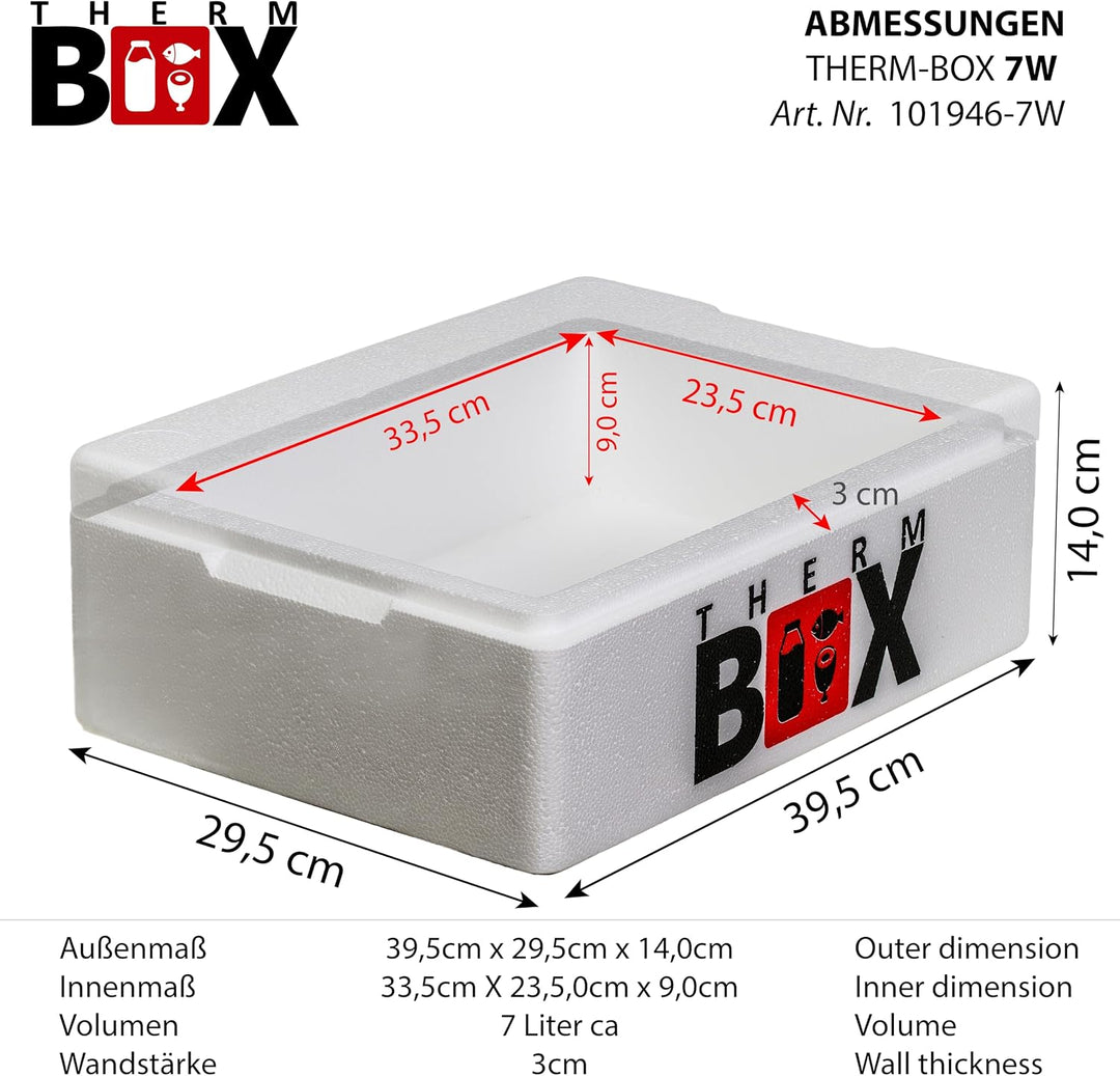THERM BOX 7W Styroporbox 7 Liter Innen 33,5x23,5x9cm Wandstärke 3cm | Thermobox, Isolierbox, Kühlbox