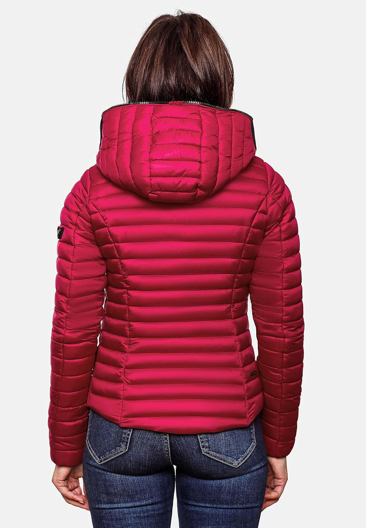 Navahoo Damen Damen leichte Übergangsjacke Steppjacke mit Kapuze Kimuk XS-XXL XS Fuchsia, S