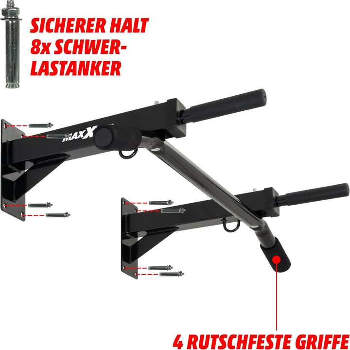 Klimmzugstange für Wandmontage schwarz für Workout Kraftübungen Bodybuilding Fitness-Training Reckst