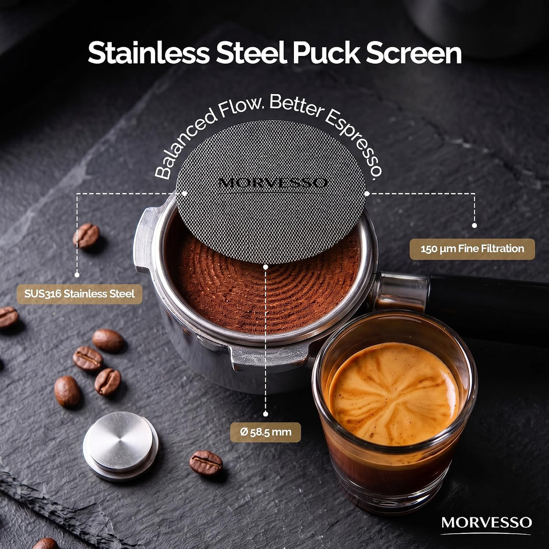 WDT Tool Espresso Verteiler mit Puck Screen 58,5mm Siebträger Set | 8 feine Edelstahl-Nadeln 0,35mm