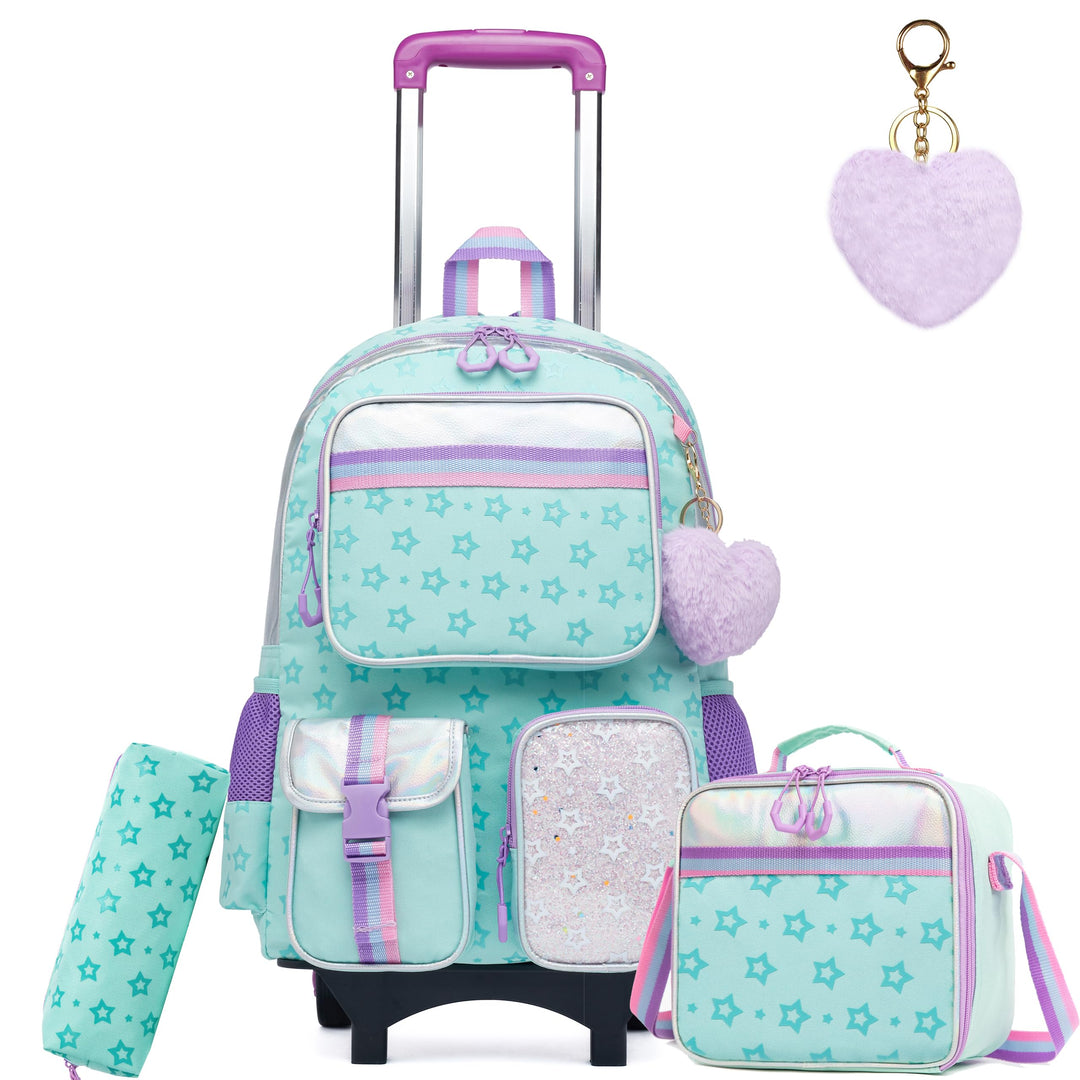 HTgroce 3pcs Kinder Trolley Rucksack Schultasche Schulranzen Mädchen schultrolleys Schulrucksack Kin