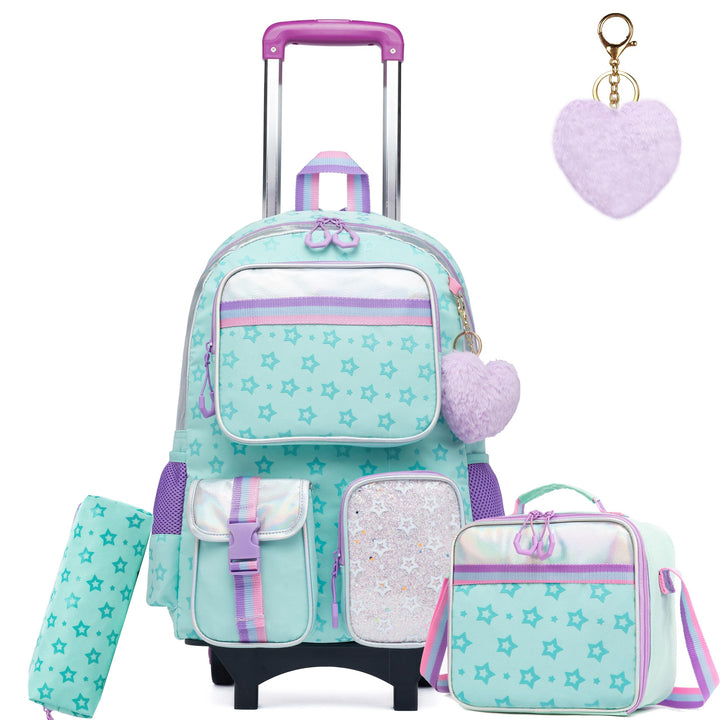 HTgroce 3pcs Kinder Trolley Rucksack Schultasche Schulranzen Mädchen schultrolleys Schulrucksack Kin