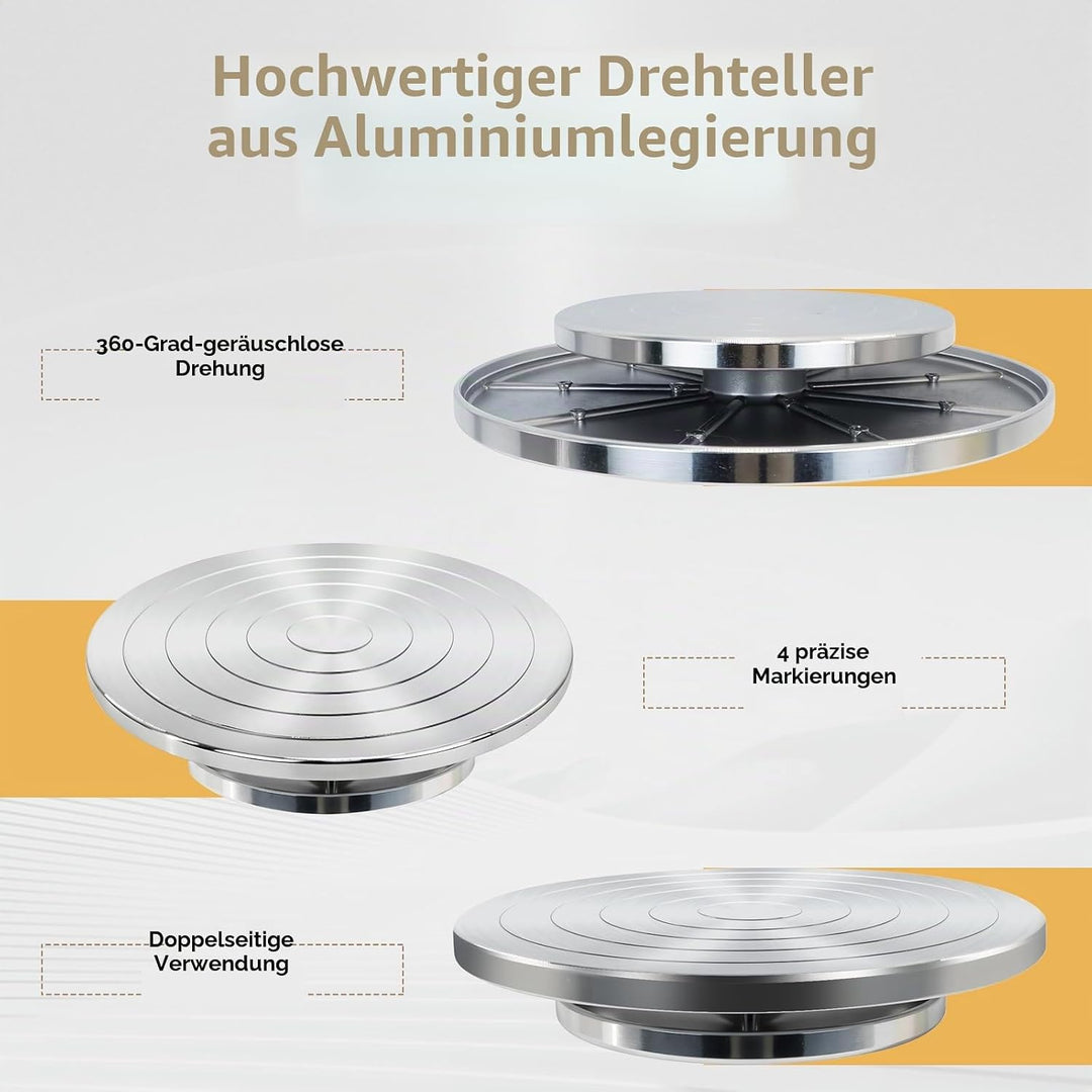 30 cm Doppelseitiges Keramik-Modellierrad für Erwachsene, robustes Aluminium-Bandrad mit Kugellagern