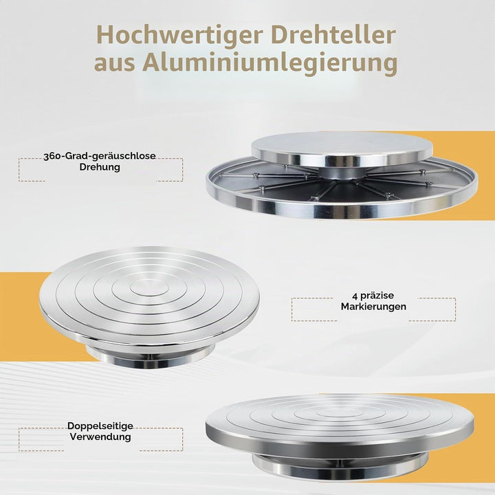 30 cm Doppelseitiges Keramik-Modellierrad für Erwachsene, robustes Aluminium-Bandrad mit Kugellagern