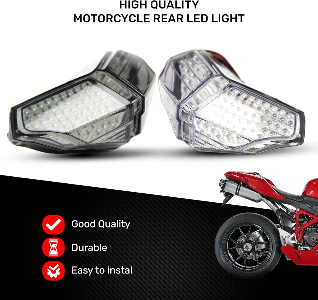 aVDB-moto LED-Bremslicht mit integrierten Blinker kompatibel mit Ducati 848, 1098, 1198 (Getönt), Ge