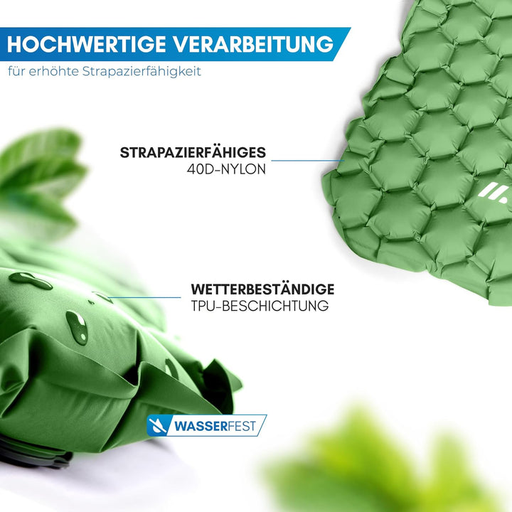 NORDMUT® Isomatte Outdoor [mit Reparaturset] Isomatte Camping | Isomatte Ultraleicht für Wandern, Ou
