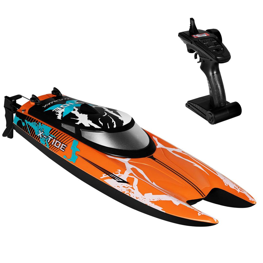 Overmax X-Tide Ferngesteuertes RC-Speedboat Rennboot mit LED 25 km/h 1200 mAh Akkus 34 Minuten Spass