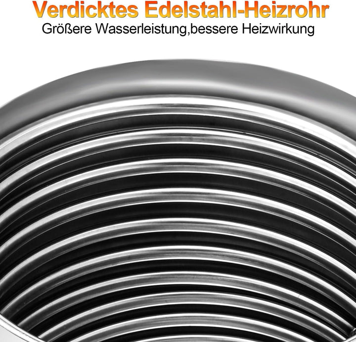 Poolheizung mit Feuer 2 Sets, Poolheizung Feuertonne mit Heizspirale, 32-38mm Anschlüsse, Poolofen H
