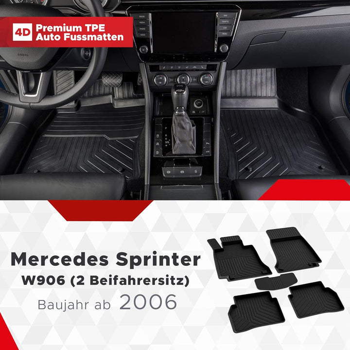 fussmattenprofi.com 4D Premium Gummi Auto Fussmatten Set Passend für Mercedes Sprinter W906 (2 Beifa