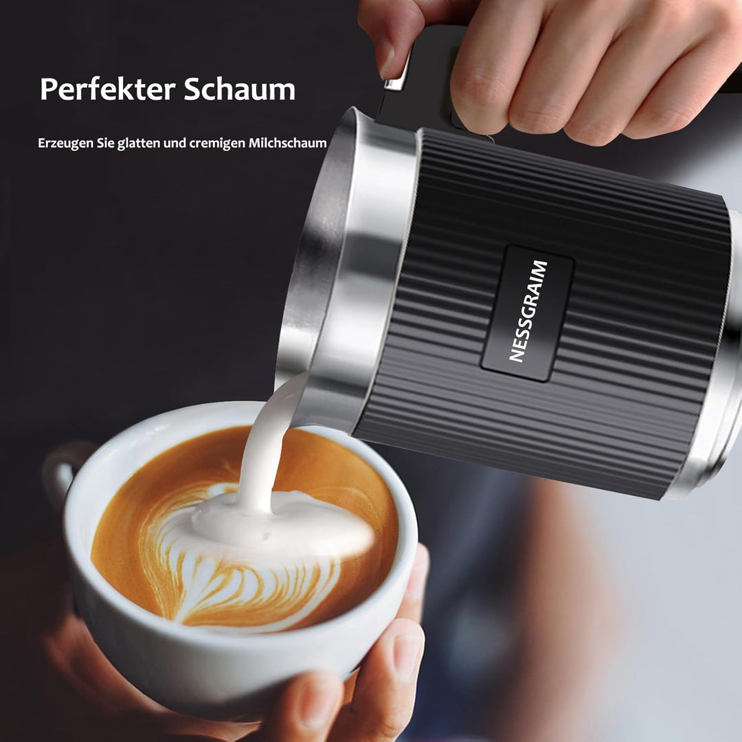 Milchaufschäumer Elektrisch 5-in-1, Milchschäumer Spülmaschinenfest mit Kakao Funktion für heisser S