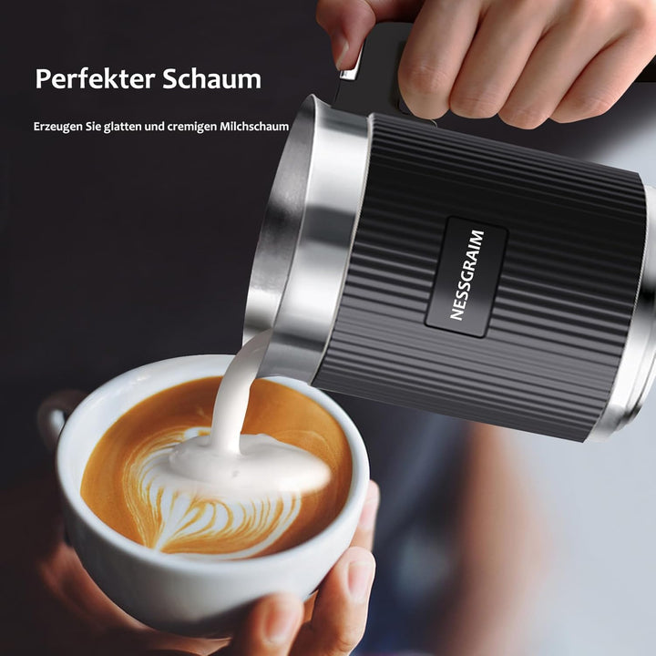 Milchaufschäumer Elektrisch 5-in-1, Milchschäumer Spülmaschinenfest mit Kakao Funktion für heisser S