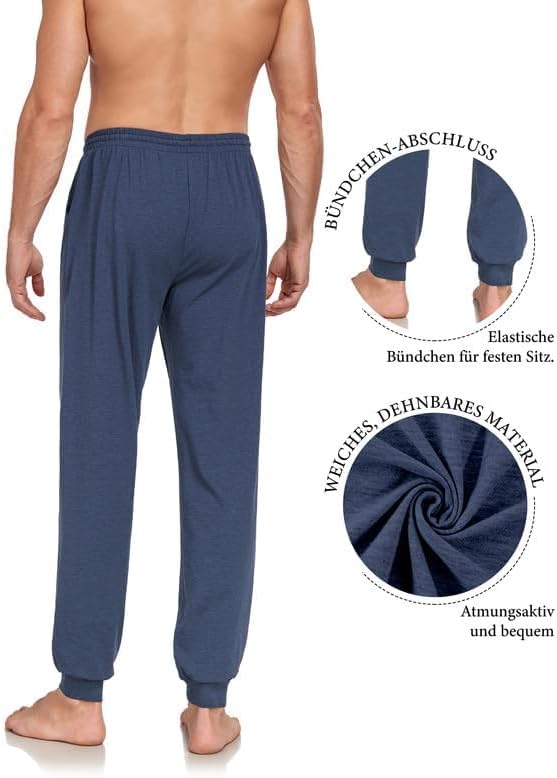 COLORFULLEAF Jogginghose Herren Baumwolle Schlafanzughose Männer Lang Schlafhose Leichte Freizeithos