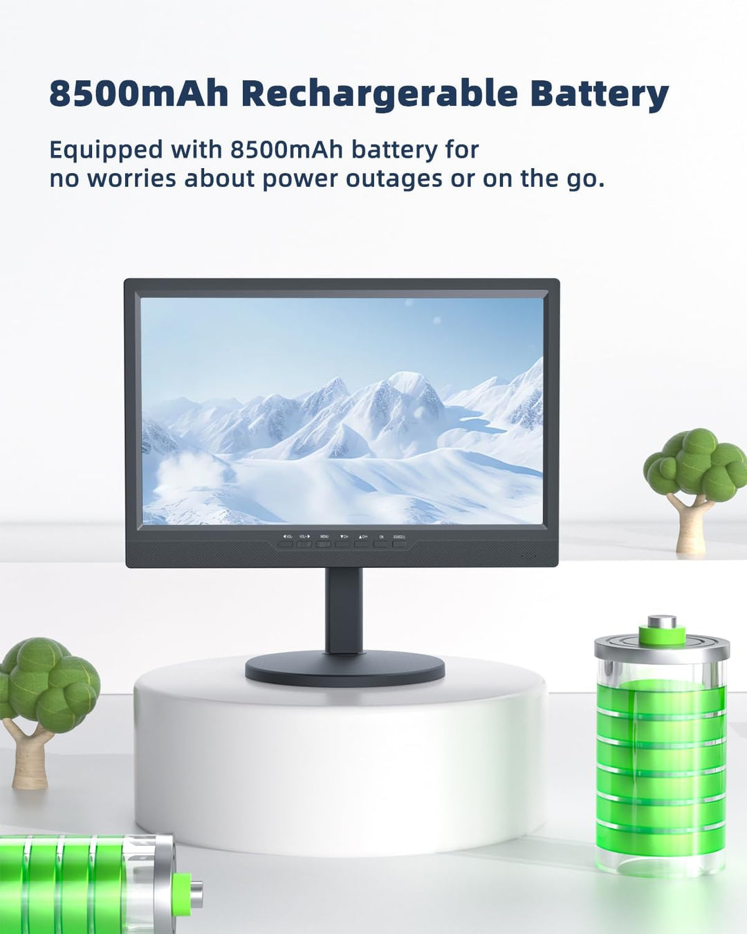 DESOBRY 19-Zoll Fernseher mit Batterie, Tragbarer Kleiner Fernseher DVB-T2 | 1080p, Mit Antenne, HDM