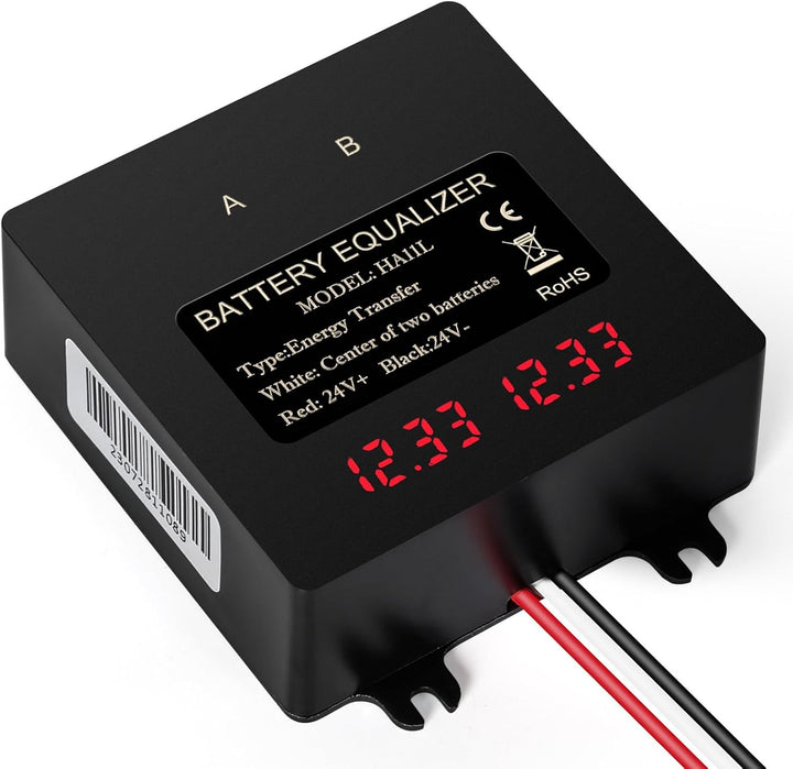 DEWIN Batterie-Balancer, Batterie-Equalizer 24V Digitalanzeige 2 x 12V Batterie-Balancer for Blei-Sä
