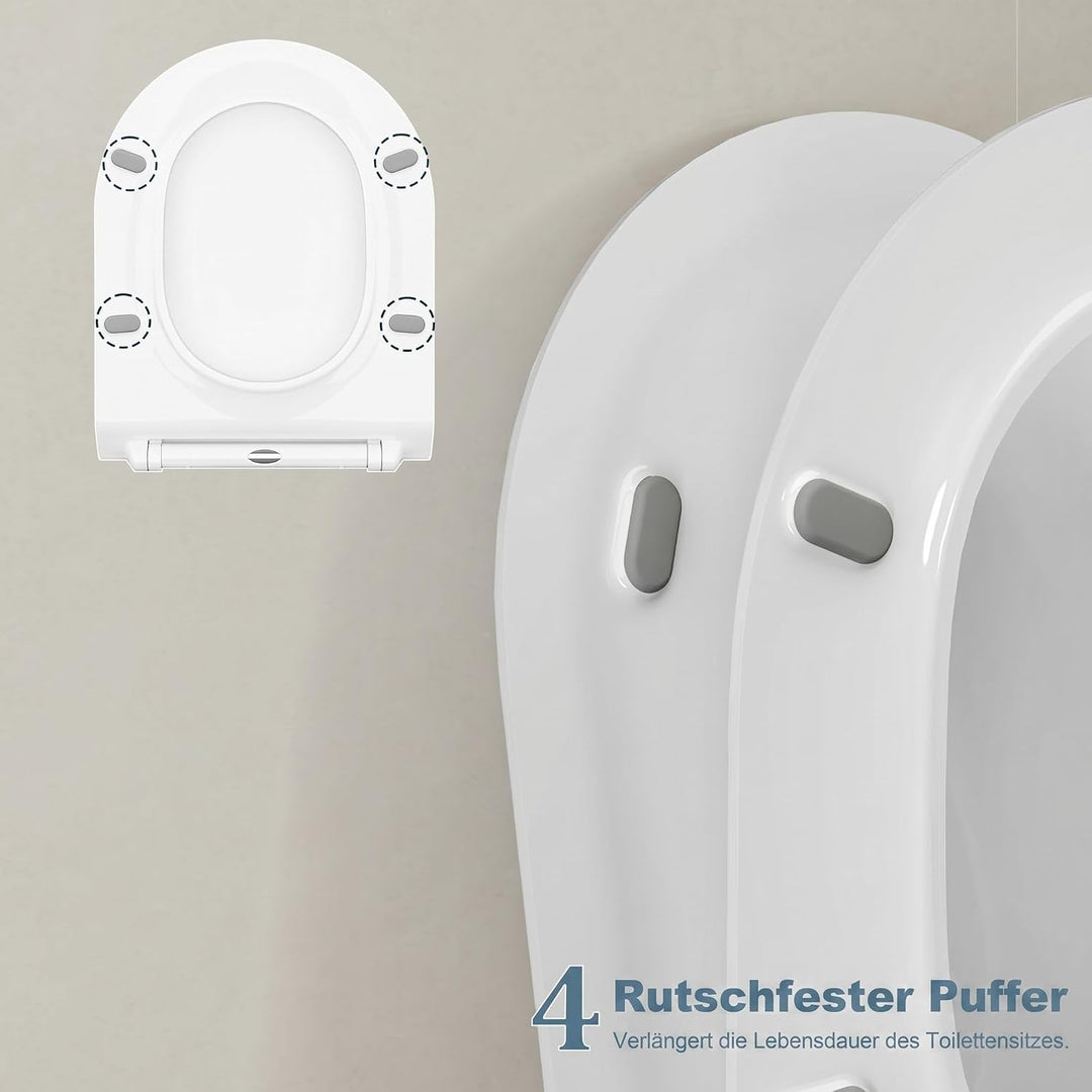 Toilettendeckel mit Absenkautomatik, WC Sitz Klobrille Toilettensitz mit Quick-Release Funktion&amp; Ver