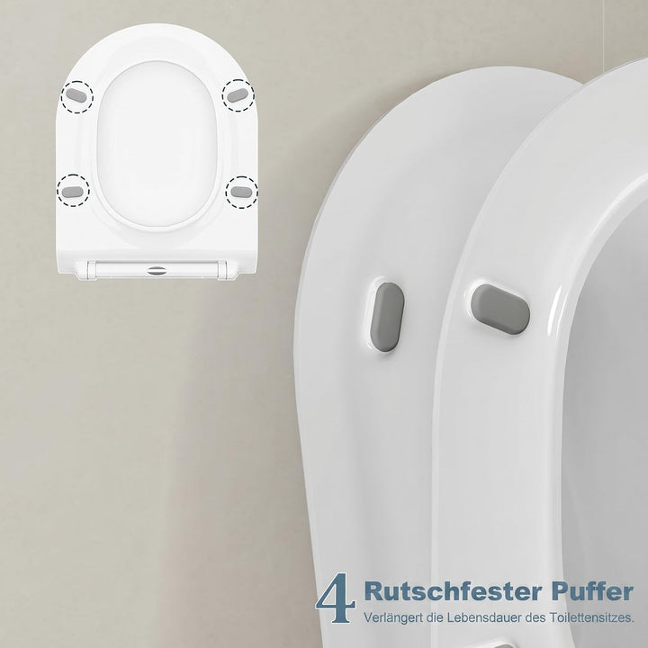 Toilettendeckel mit Absenkautomatik, WC Sitz Klobrille Toilettensitz mit Quick-Release Funktion&amp; Ver
